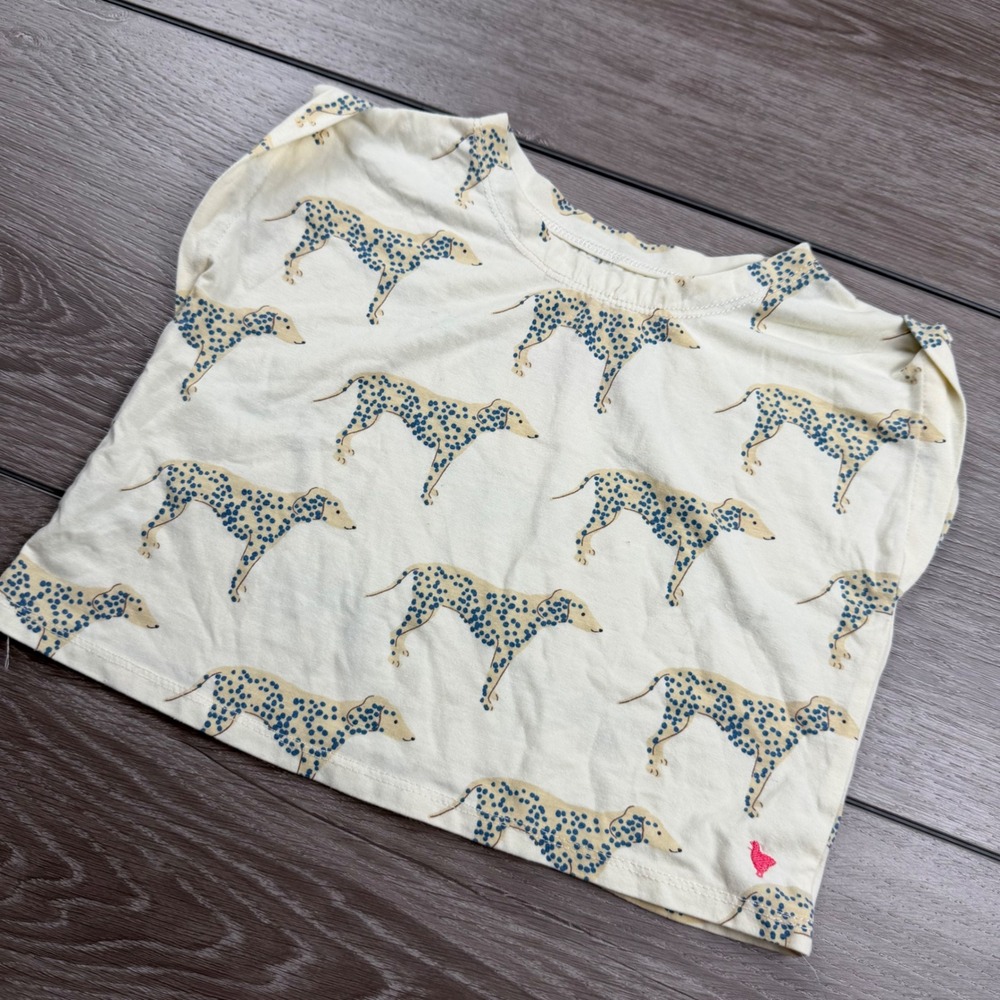 Pink Chicken Kids Top Dalmatian Dog Print Cream 2Y